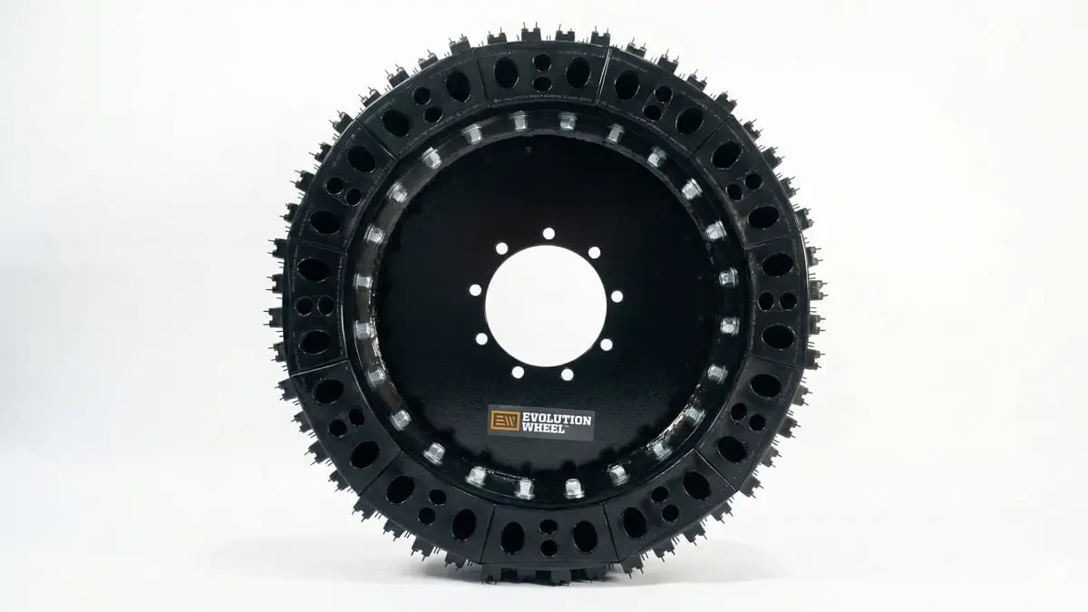 side view on solid 355/55D625 aerial work platform tire 355/55D625