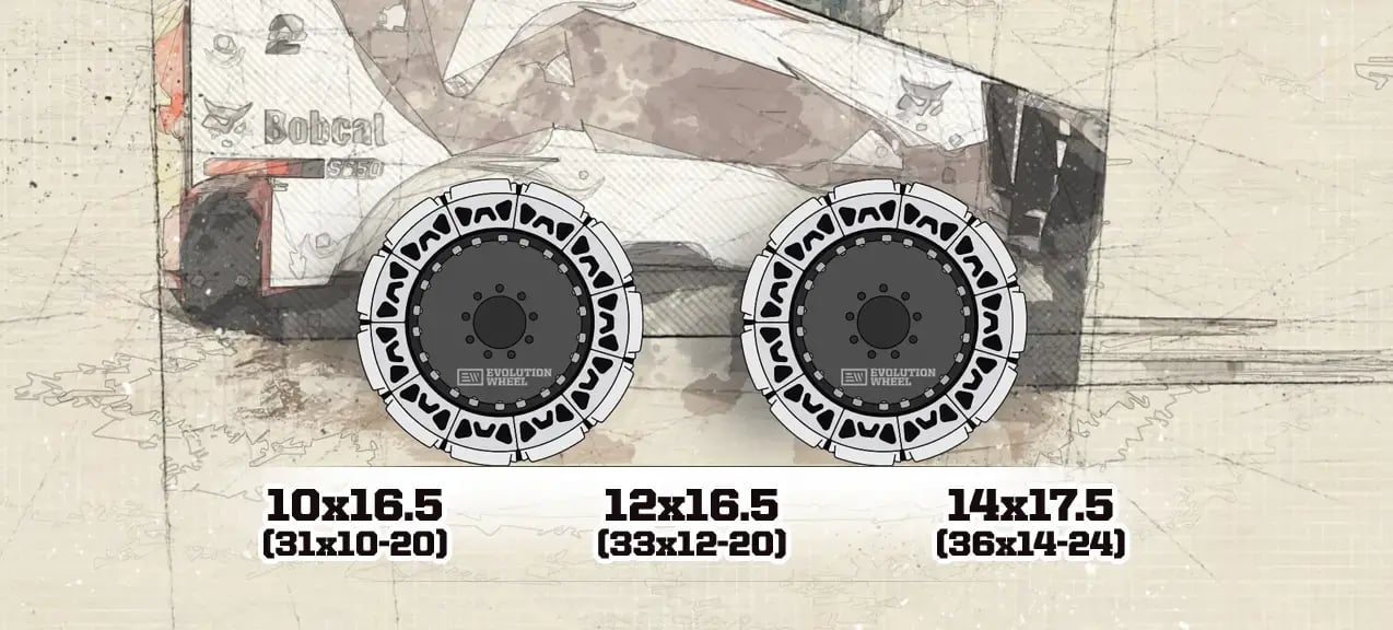 non marking solid tire sizes for skid steers