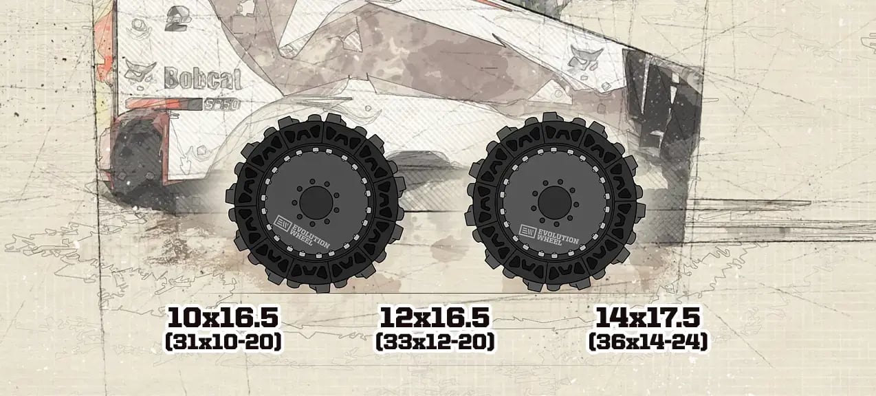 solid tire sizes for skid steers
