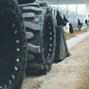 bobcat tires in a dairy barn
