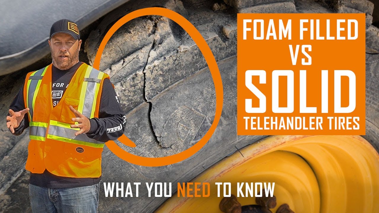 This video is about foam filled tires vs. solid CAT telehandler tires