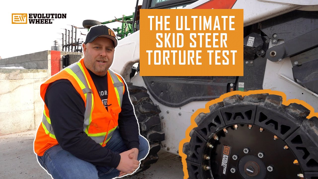 solid skid steer tire burnout test video
