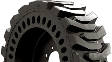 elongated apeture hole solid skid steer tires