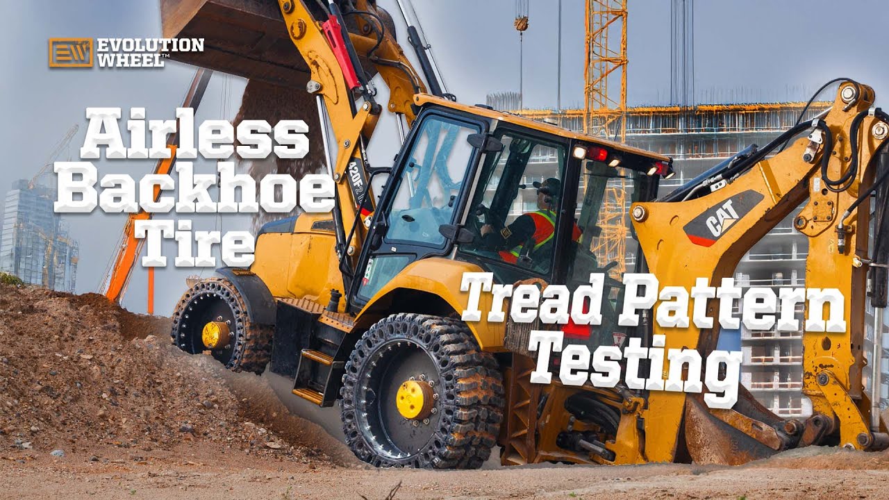 airless backhoe tire test video