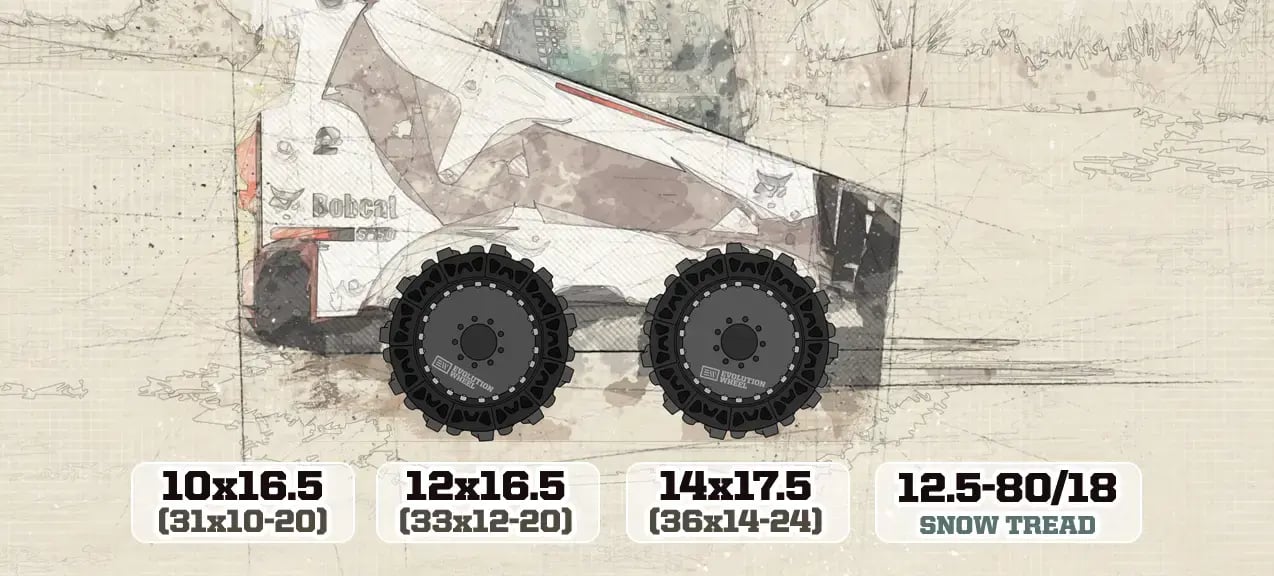 airless bobcat tire sizes