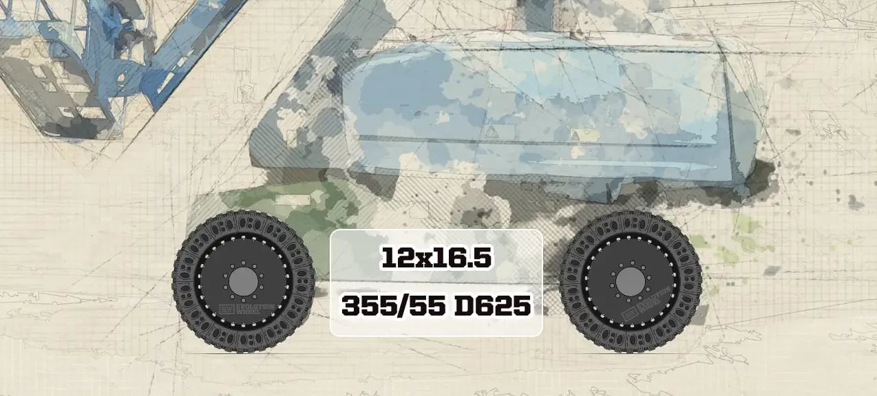 boom lift solid tire sizes