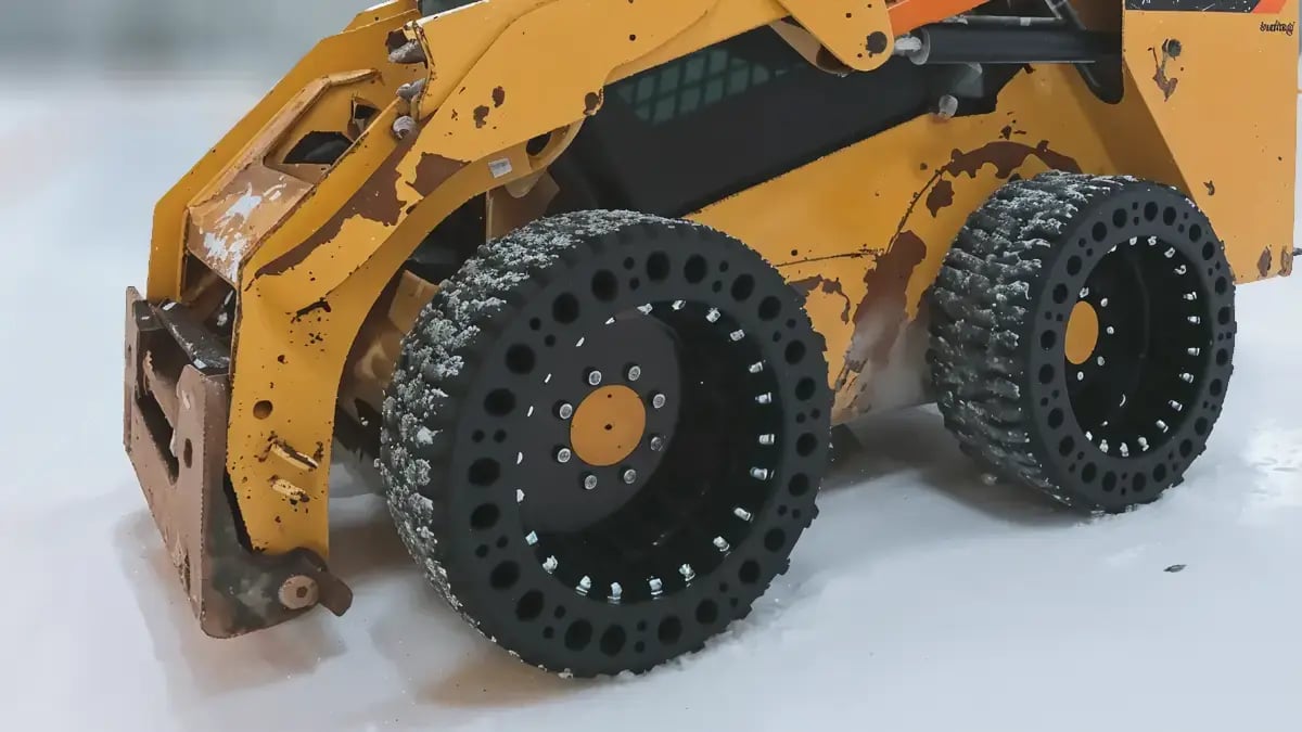 studded solid snow skid steer tire 