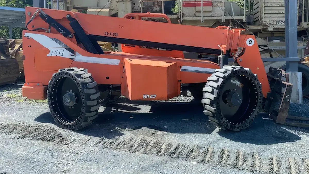 solid tires on a telehandler