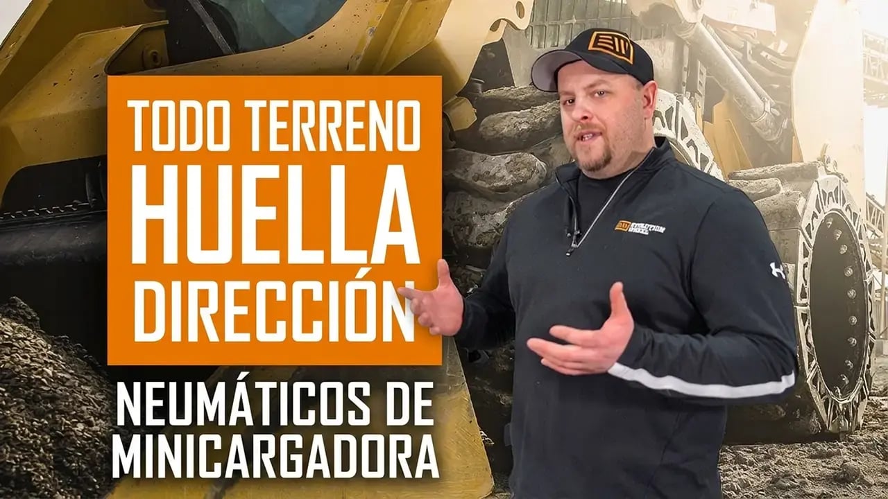 Dirección correcta de la huella para llantas macizas todo terreno de minicargador