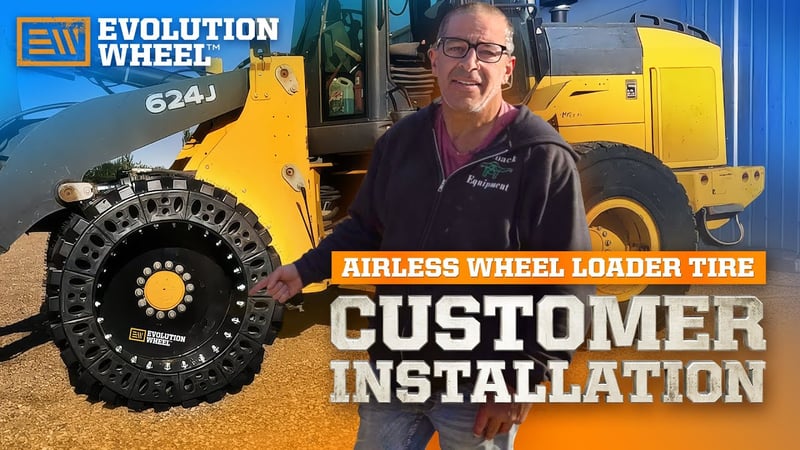 airless wheel loader tire customer installation