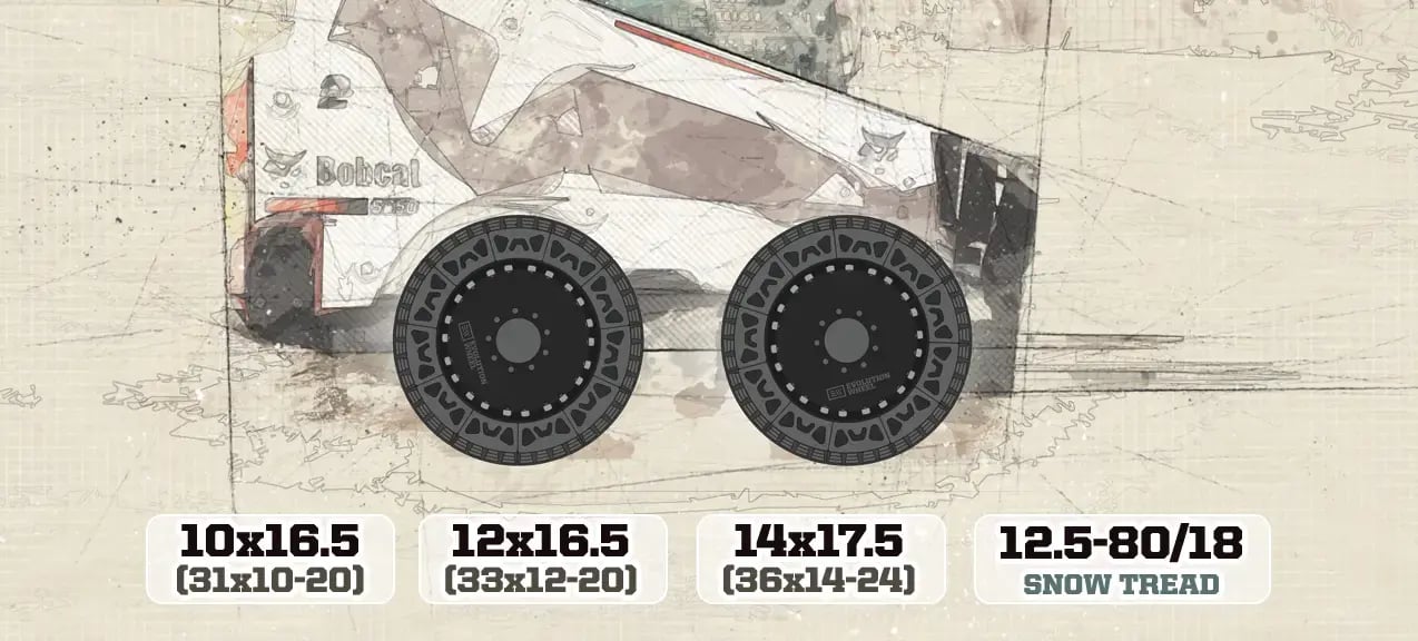 solid bobcat tire sizes