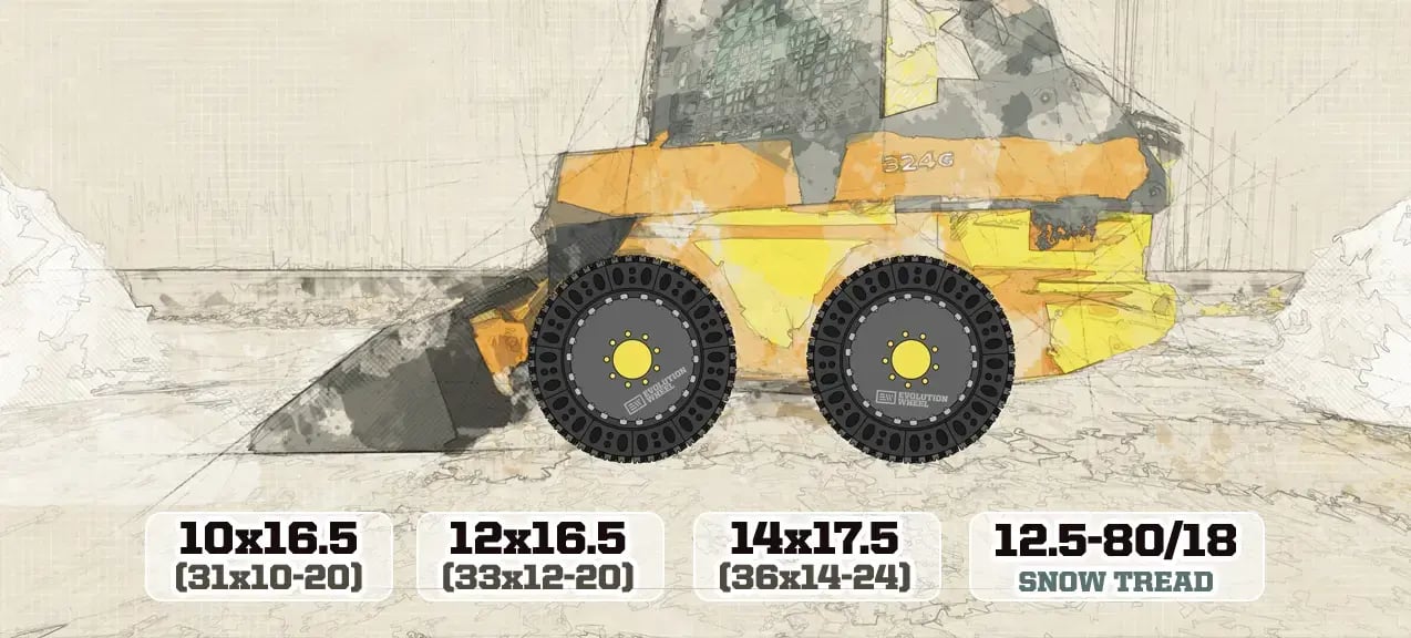 solid skid steer tire sizes
