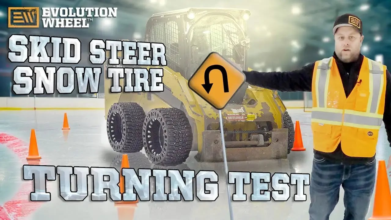 solid skid steer snow tire test video