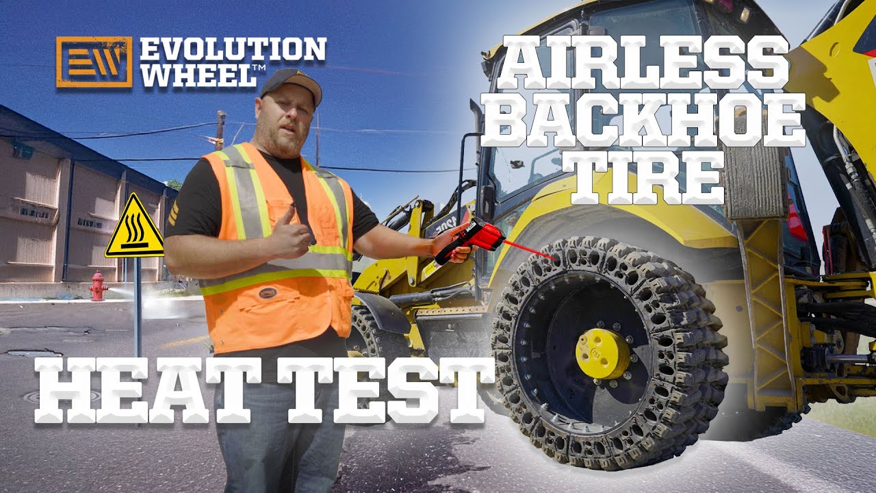 airless backhoe tire heat test video