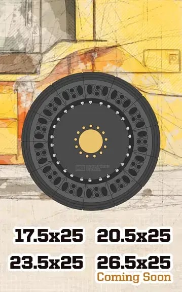 airless wheel loader tire sizes