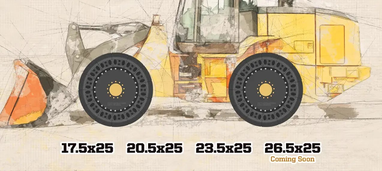 wheel loader airless tire sizes
