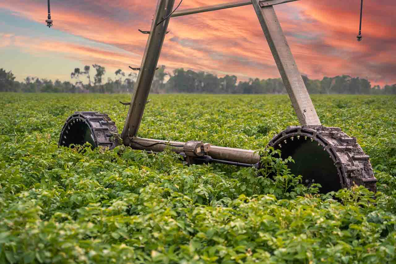 Airless Center Pivot Irrigation Tire In Field 