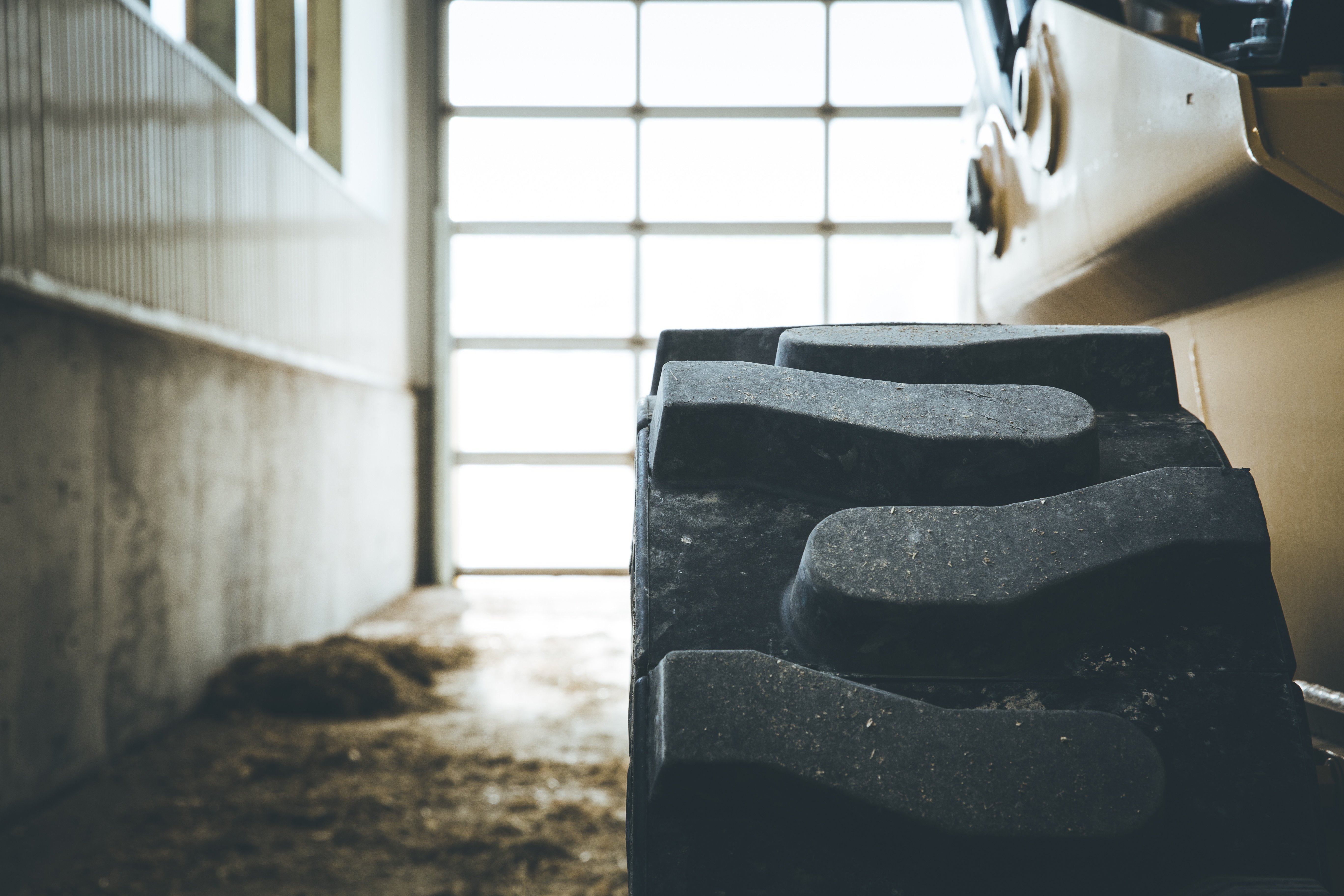 This image shows our solid skid steer tire the EWRS-AT in a shop. 