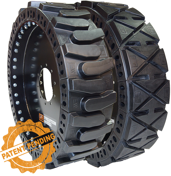 This image shows our all terrain and hard surface tires, our EWRS-TH-AT and EWRS-TH-AT our CAT telehandler tires